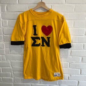 Vintage Russell Athletic 70s Frat Sigma Nu Ringer T-Shirt Men's Medium